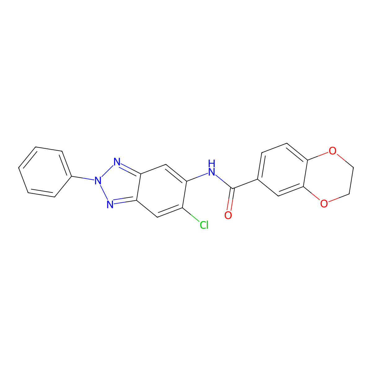 N-(6-chloro-2-phenylbenzotriazol-5-yl)-2,3-dihydro-1,4-benzodioxine-6-carboxamide molecular structure, CAS 642432-31-3