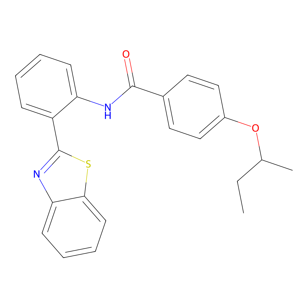 N-[2-(1,3-benzothiazol-2-yl)phenyl]-4-butan-2-yloxybenzamide molecular structure, CAS 642432-76-6