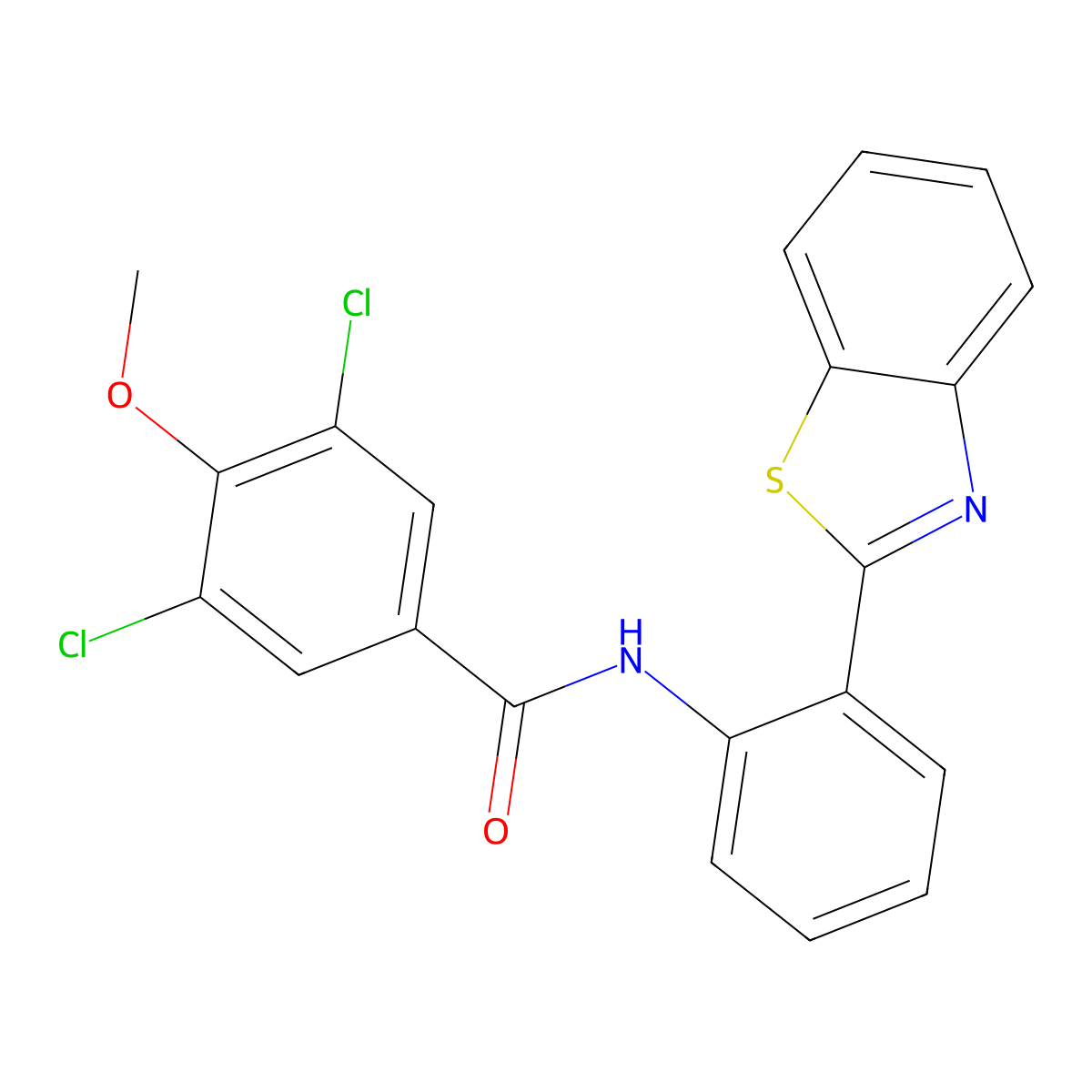 N-[2-(1,3-benzothiazol-2-yl)phenyl]-3,5-dichloro-4-methoxybenzamide molecular structure, CAS 642432-97-1