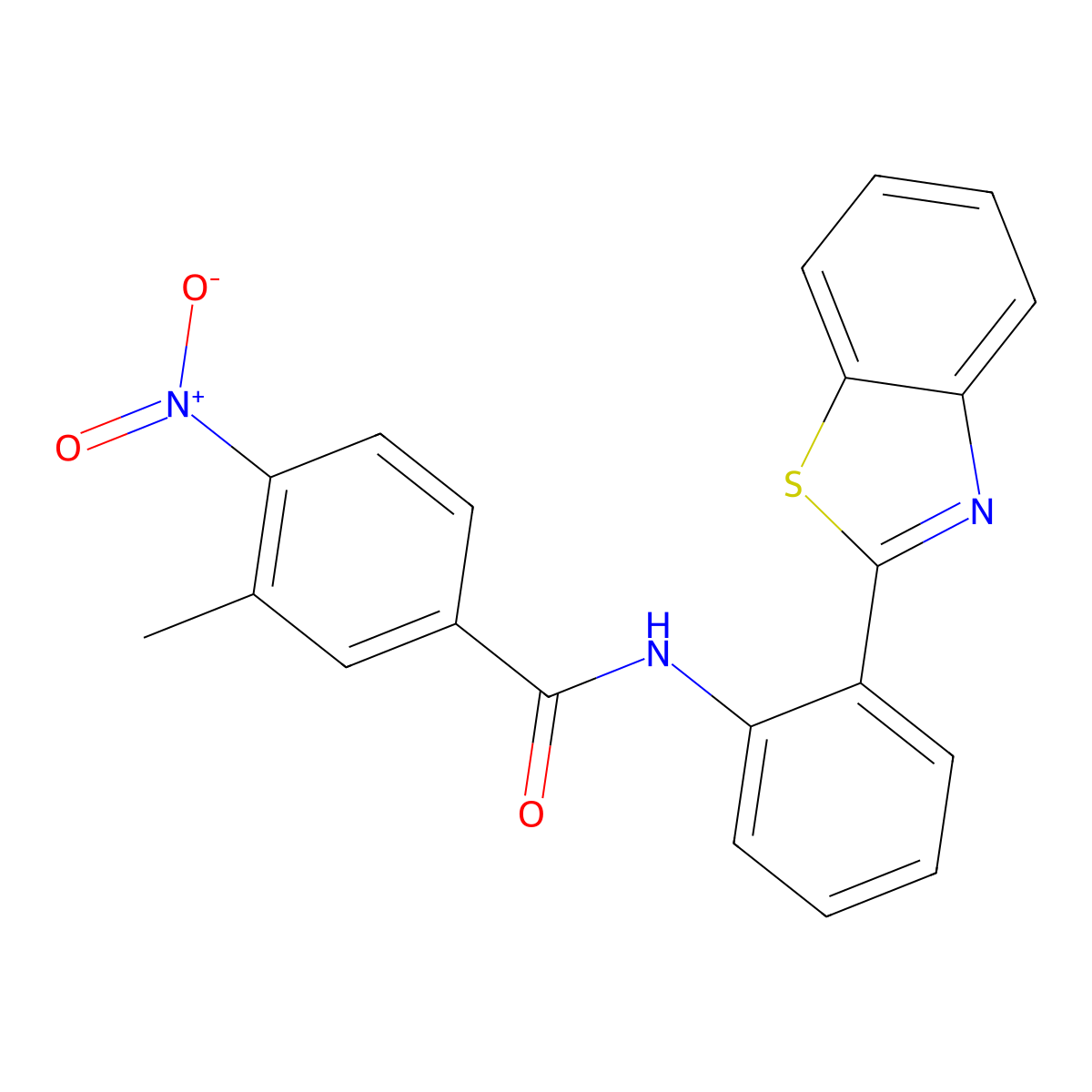 N-[2-(1,3-benzothiazol-2-yl)phenyl]-3-methyl-4-nitrobenzamide molecular structure, CAS 642433-46-3