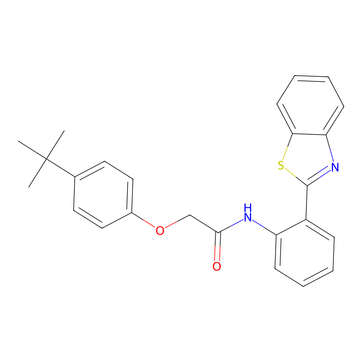 N-[2-(1,3-benzothiazol-2-yl)phenyl]-2-(4-tert-butylphenoxy)acetamide molecular structure, CAS 642433-72-5