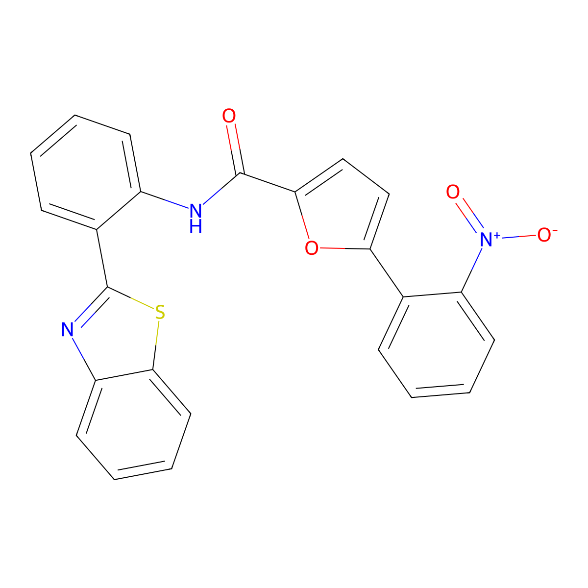 N-[2-(1,3-benzothiazol-2-yl)phenyl]-5-(2-nitrophenyl)furan-2-carboxamide molecular structure, CAS 642434-23-9