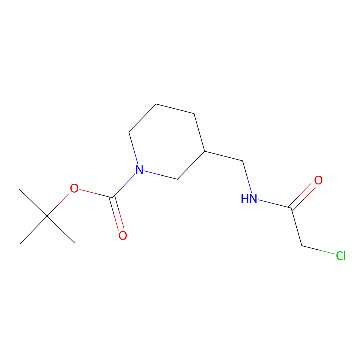 3-[(2-Chloro-acetylamino)-methyl]-piperidine-1-carboxylic acid tert-butyl ester molecular structure, CAS 642443-45-6