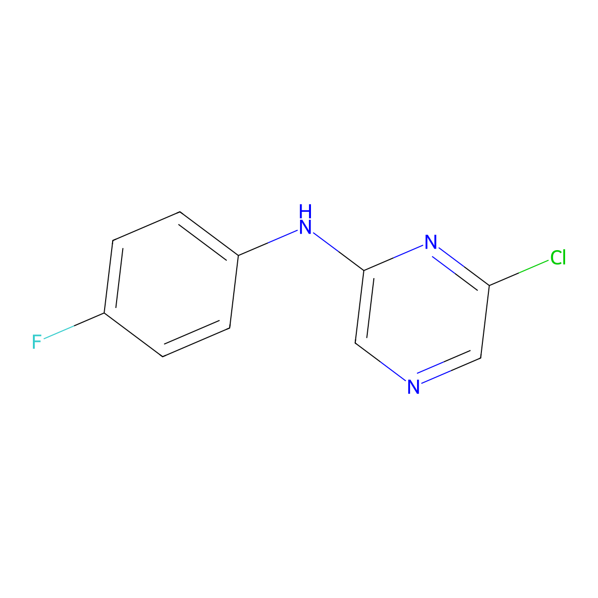 6-chloro-N-(4-fluorophenyl)pyrazin-2-amine molecular structure, CAS 642459-07-2