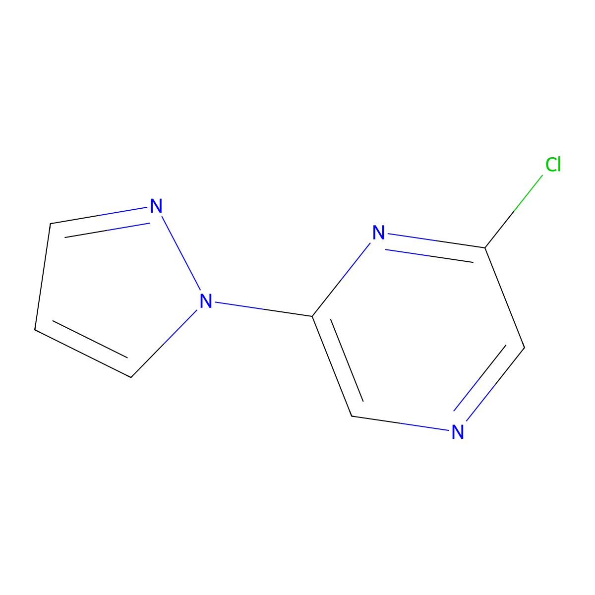 2-chloro-6-(1H-pyrazol-1-yl)pyrazine molecular structure, CAS 642459-09-4