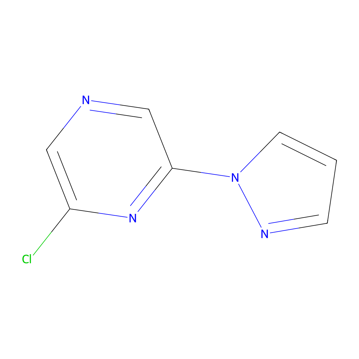 2-chloro-6-(1H-pyrazol-1-yl)pyrazine molecular structure, CAS 642459-09-4
