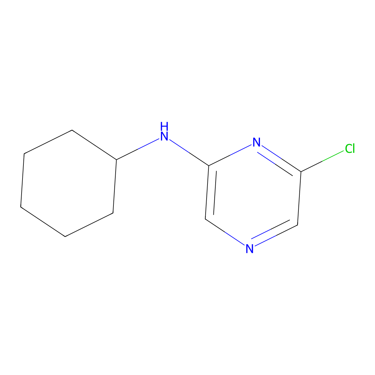 6-chloro-N-cyclohexylpyrazin-2-amine molecular structure, CAS 642459-26-5