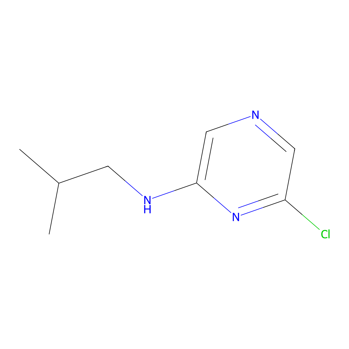 6-chloro-N-(2-methylpropyl)pyrazin-2-amine molecular structure, CAS 642459-37-8