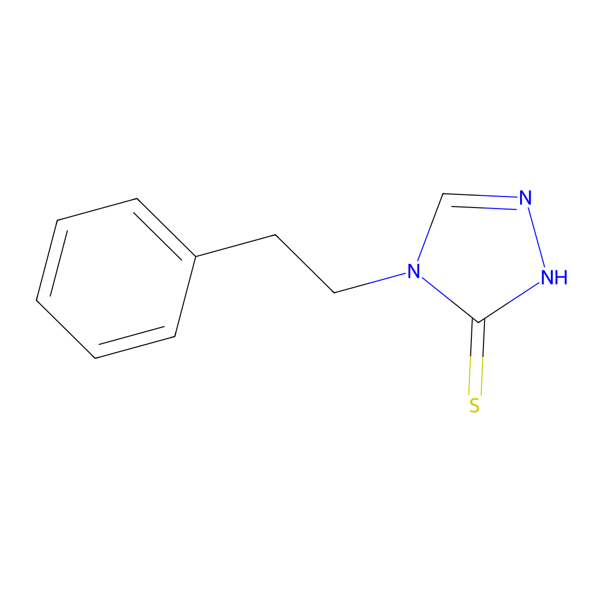 3H-1,2,4-Triazole-3-thione, 2,4-dihydro-4-(2-phenylethyl)- molecular structure, CAS 642462-38-2