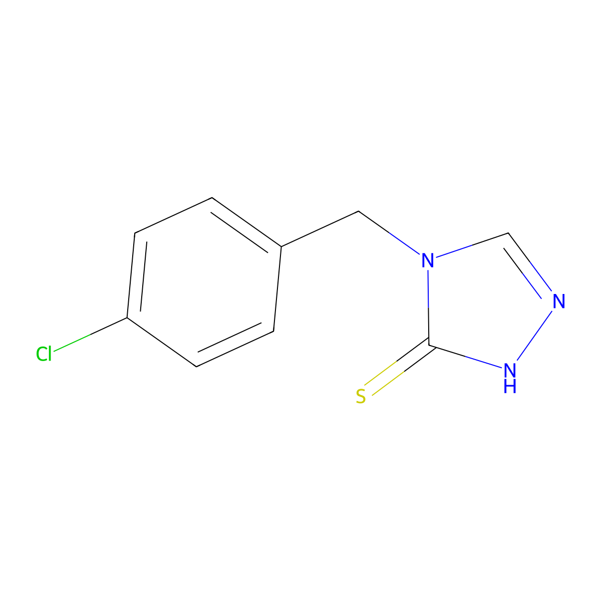 4-[(4-Chlorophenyl)methyl]-2,4-dihydro-3H-1,2,4-triazole-3-thione molecular structure, CAS 642462-39-3