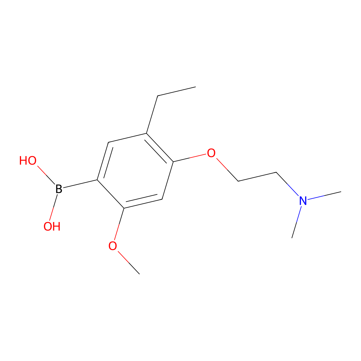 Boronic acid, [4-[2-(dimethylamino)ethoxy]-5-ethyl-2-methoxyphenyl]- molecular structure, CAS 642494-85-7