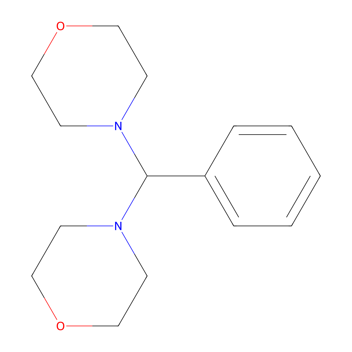 Dimorpholinophenylmethane molecular structure, CAS 6425-08-7