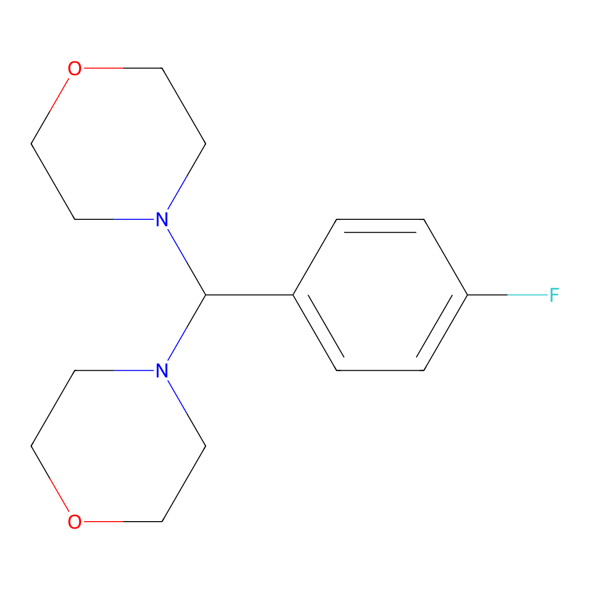 4,4'-[(4-Fluorophenyl)methylene]dimorpholine molecular structure, CAS 6425-29-2