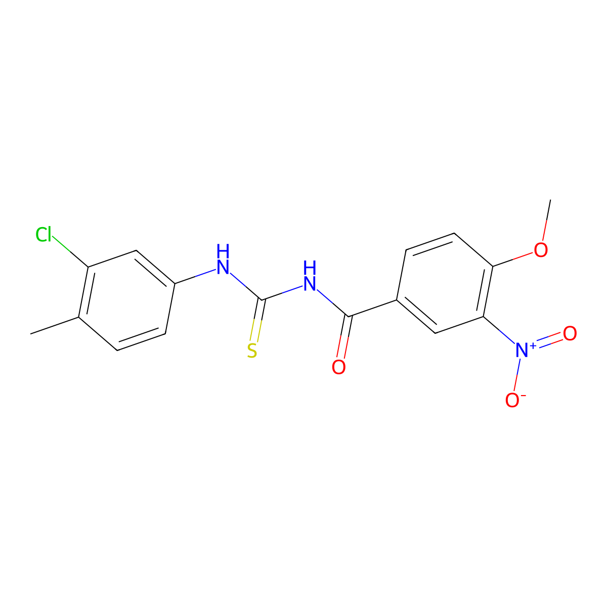 N-[(3-chloro-4-methylphenyl)carbamothioyl]-4-methoxy-3-nitrobenzamide molecular structure, CAS 6425-68-9