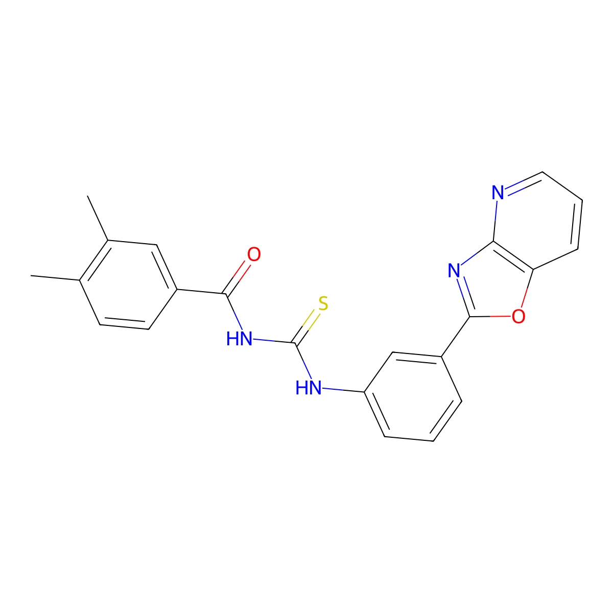 3,4-dimethyl-N-[[3-([1,3]oxazolo[4,5-b]pyridin-2-yl)phenyl]carbamothioyl]benzamide molecular structure, CAS 6425-83-8