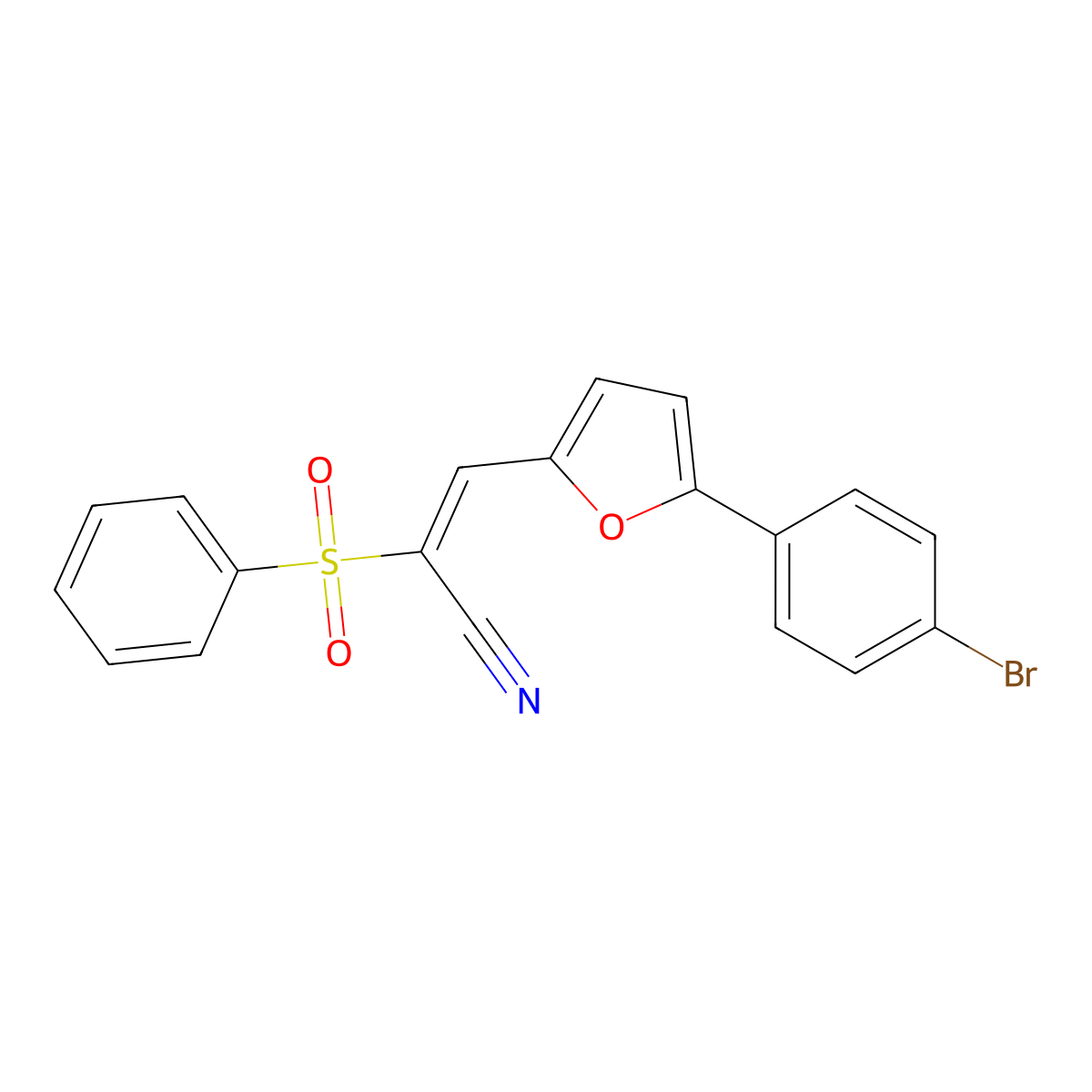2-(Benzenesulfonyl)-3-[5-(4-bromophenyl)furan-2-yl]prop-2-enenitrile molecular structure, CAS 64251-73-6