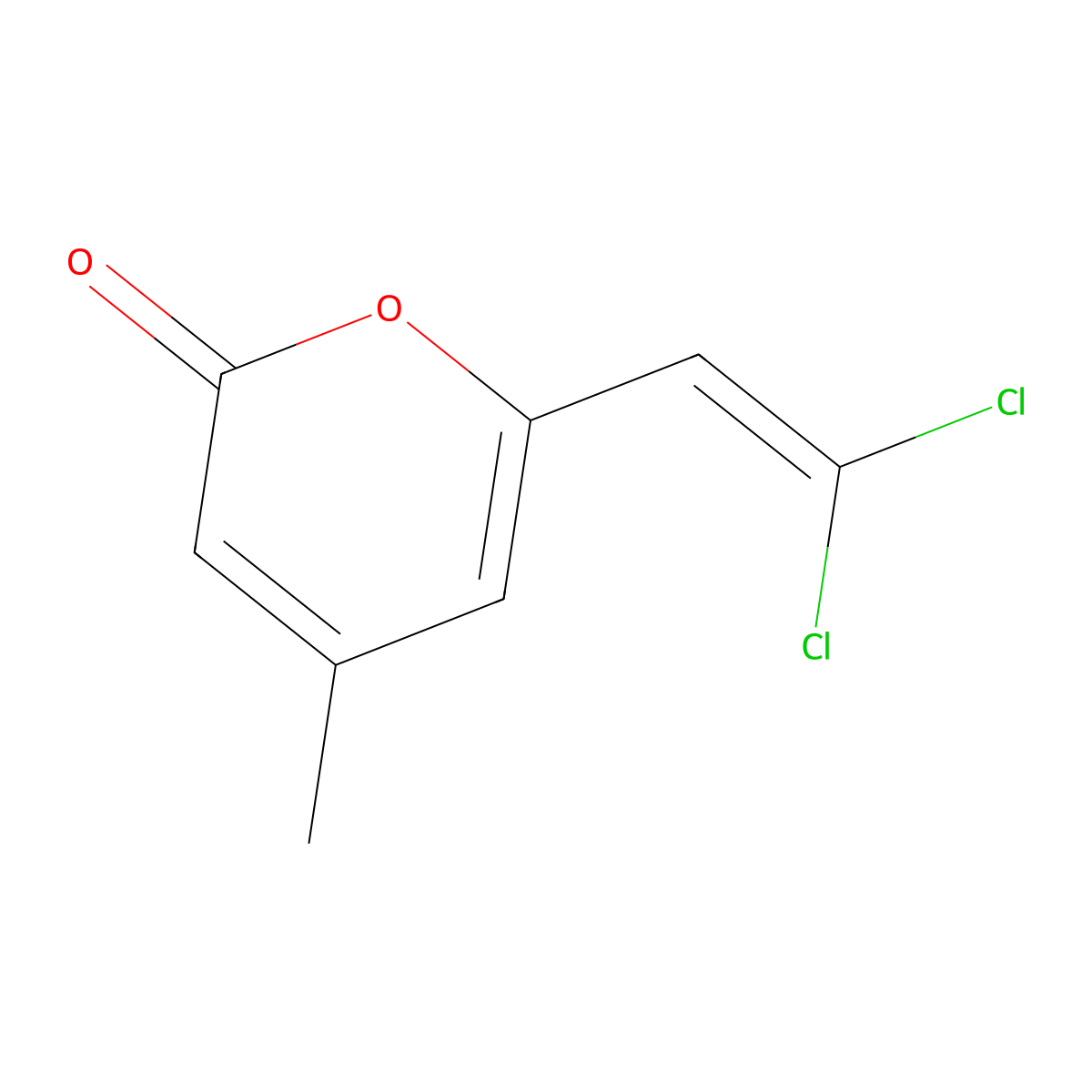 6-(2,2-Dichlorovinyl)-4-methylpyran-2-one molecular structure, CAS 64254-07-5