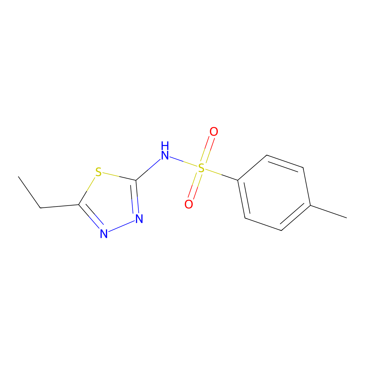 N-(5-ethyl-1,3,4-thiadiazol-2-yl)-4-methylbenzenesulfonamide molecular structure, CAS 64256-73-1