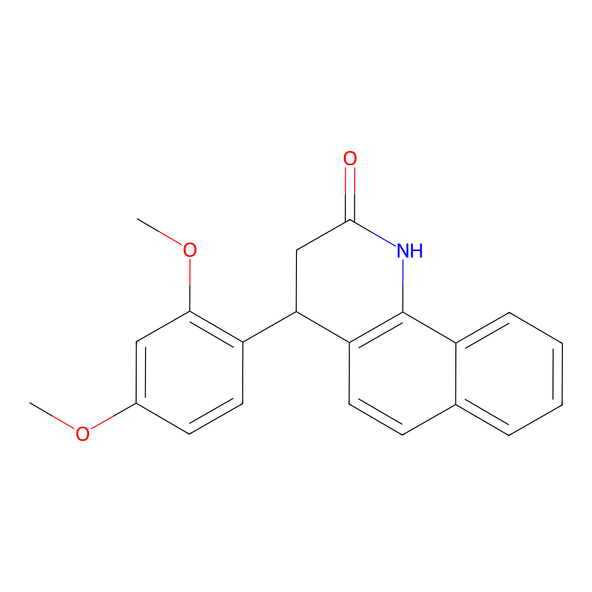 4-(2,4-dimethoxyphenyl)-3,4-dihydrobenzo[h]quinolin-2(1H)-one molecular structure, CAS 64257-26-7
