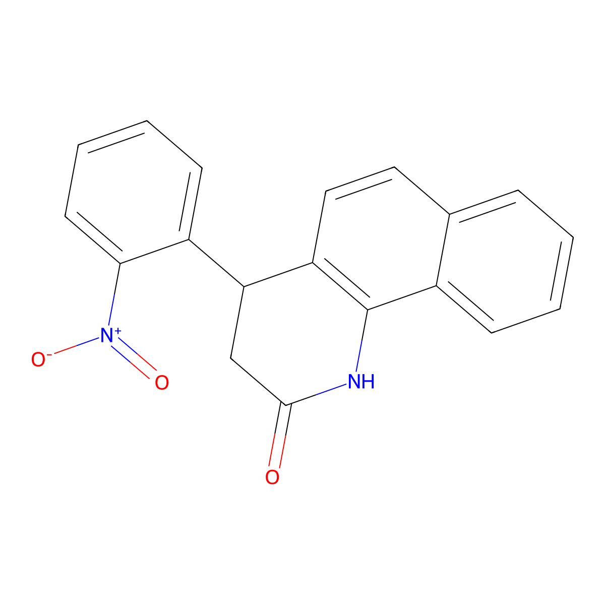 4-(2-nitrophenyl)-3,4-dihydrobenzo[h]quinolin-2(1H)-one molecular structure, CAS 64257-34-7