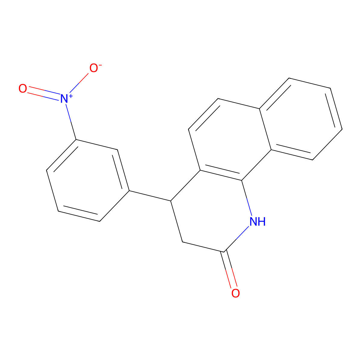 4-{3-nitrophenyl}-3,4-dihydrobenzo[h]quinolin-2(1H)-one molecular structure, CAS 64257-35-8