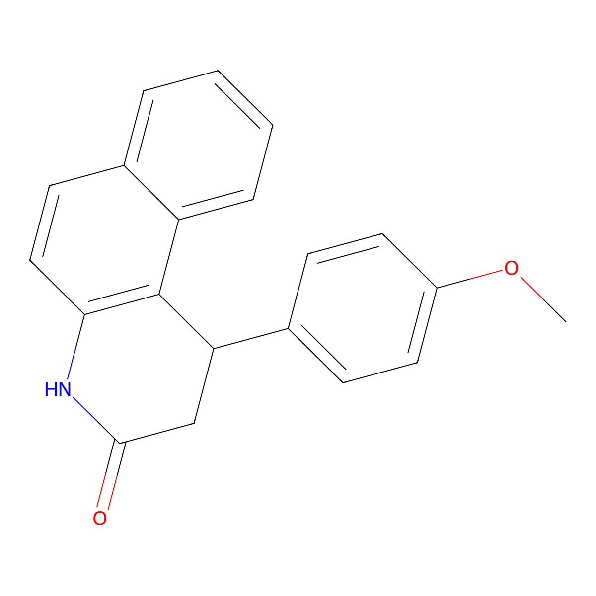 Benzo[f]quinolin-3(2H)-one, 1,4-dihydro-1-(4-methoxyphenyl)- molecular structure, CAS 64257-38-1