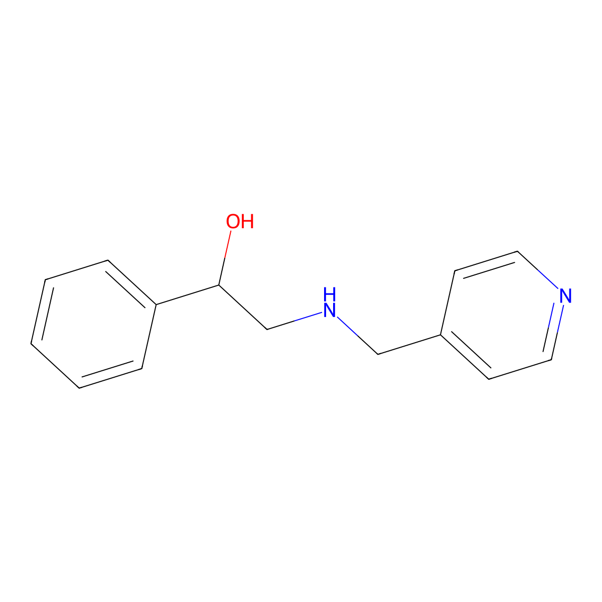 1-Phenyl-2-(pyridin-4-ylmethylamino)ethanol molecular structure, CAS 64258-48-6