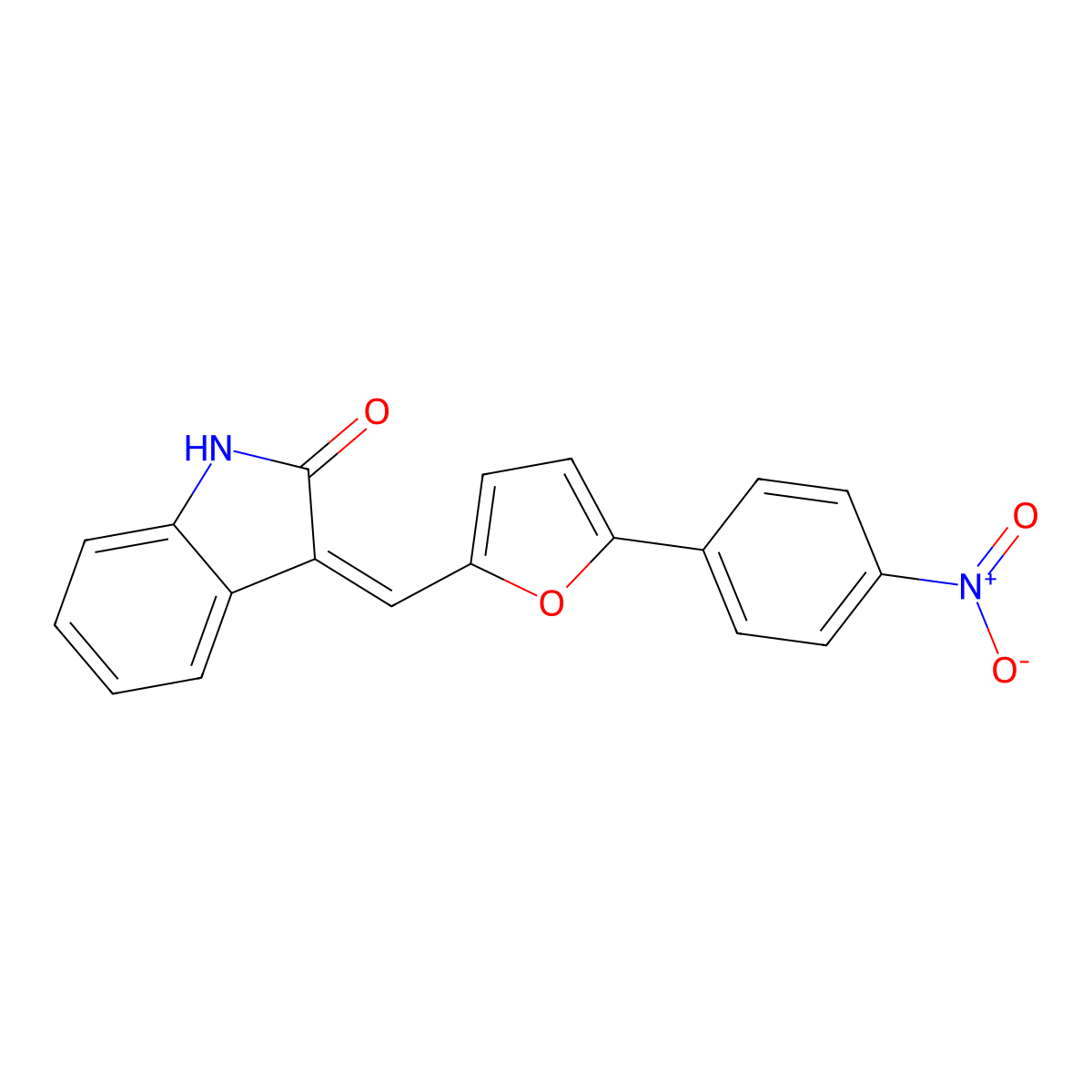 3-{[5-(4-nitrophenyl)furan-2-yl]methylidene}-2,3-dihydro-1H-indol-2-one molecular structure, CAS 64258-83-9