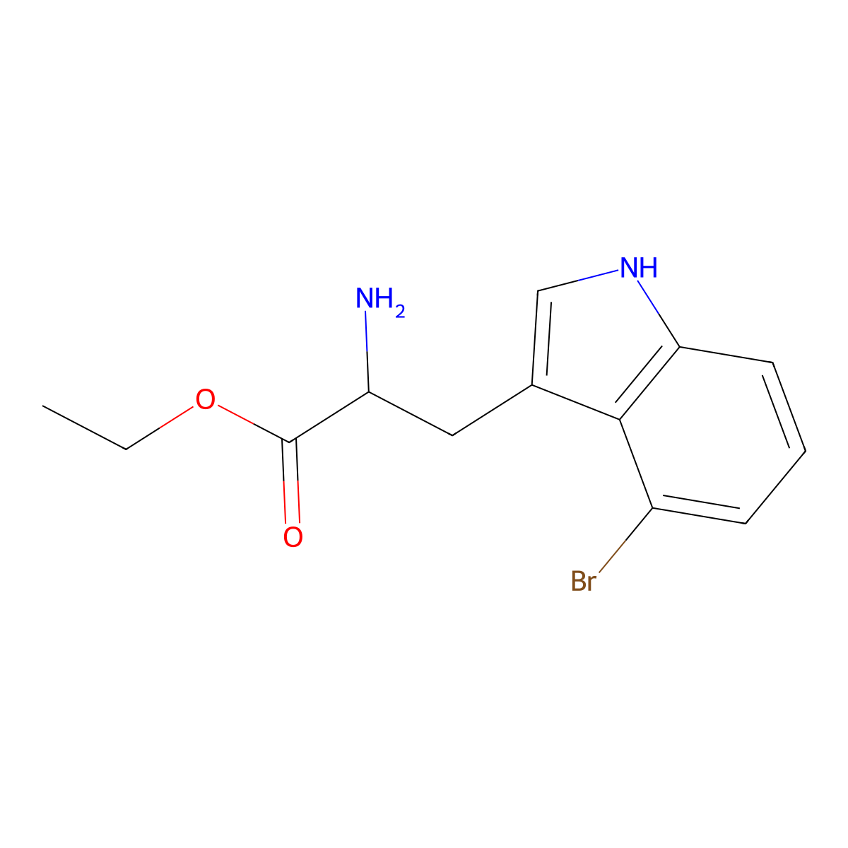 ethyl 2-amino-3-(4-bromo-1H-indol-3-yl)propanoate molecular structure, CAS 64258-91-9
