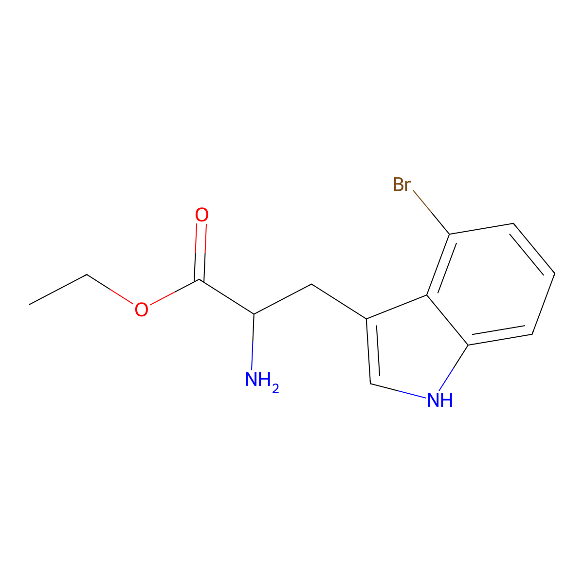 ethyl 2-amino-3-(4-bromo-1H-indol-3-yl)propanoate molecular structure, CAS 64258-91-9