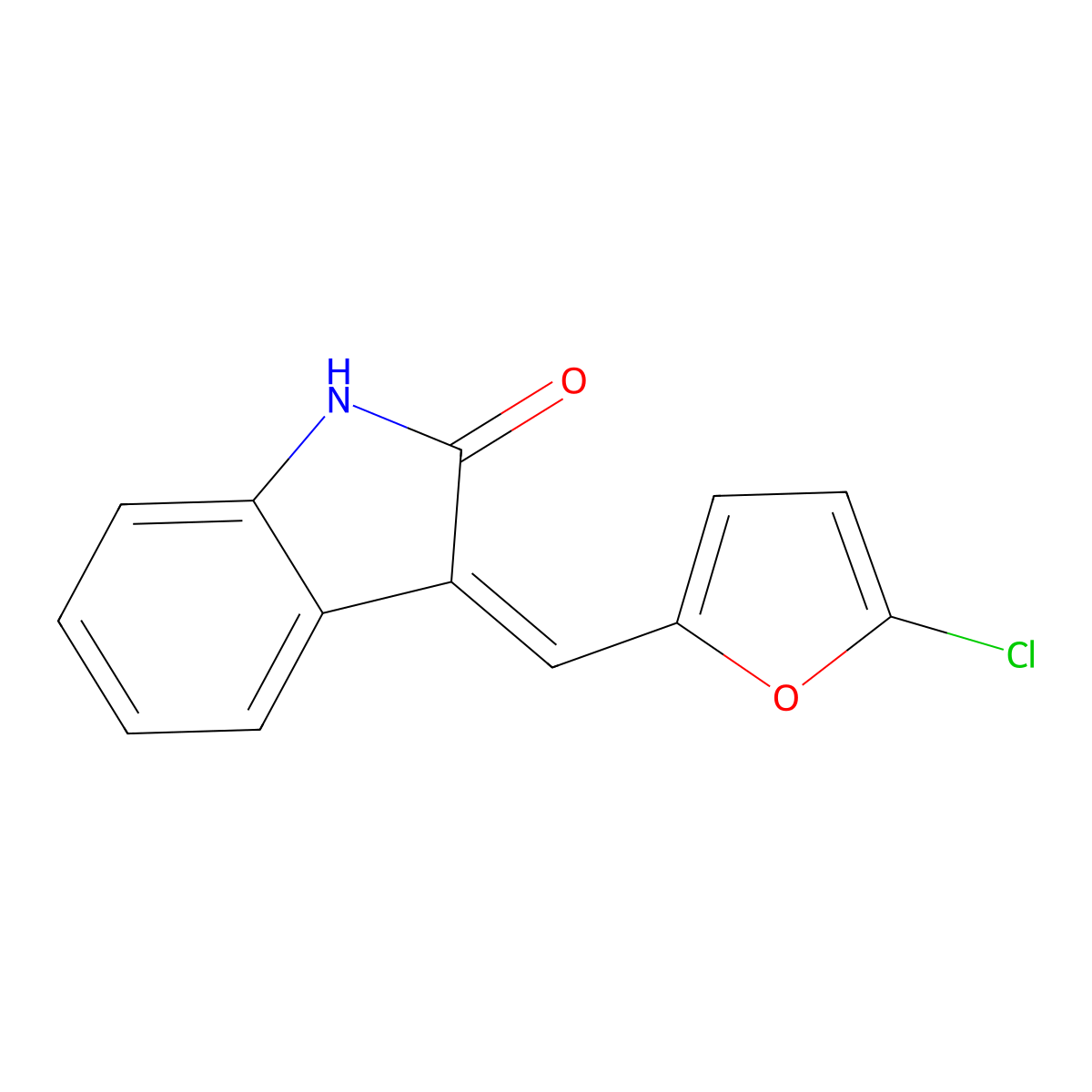 3-[(5-Chlorofuran-2-yl)methylidene]-1,3-dihydro-2H-indol-2-one molecular structure, CAS 64259-02-5