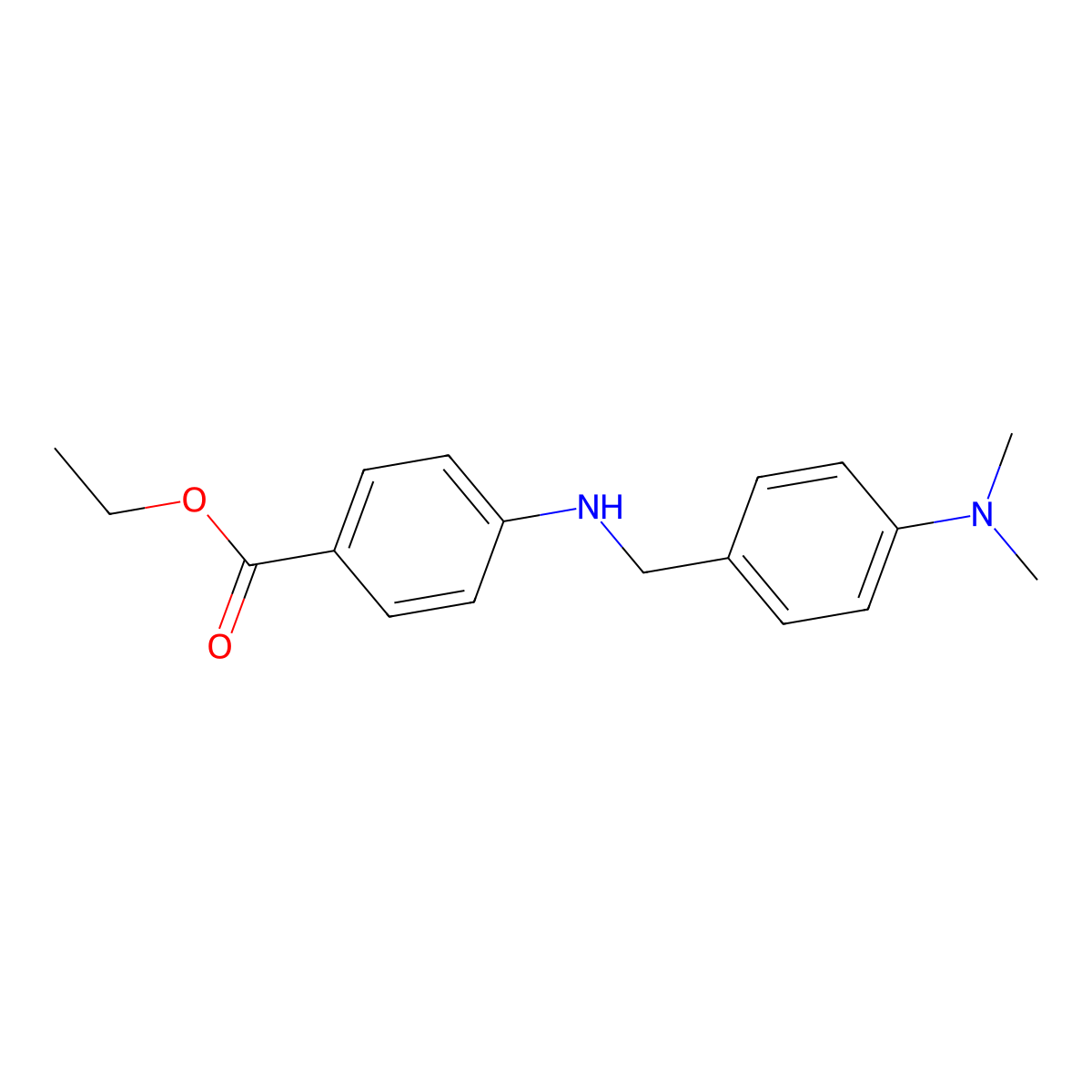 Ethyl 4-(4-(dimethylamino)benzylamino)benzoate molecular structure, CAS 64261-07-0