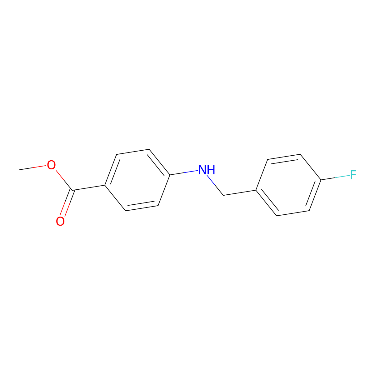 Benzoic acid, 4-[[(4-fluorophenyl)methyl]amino]-, methyl ester molecular structure, CAS 64261-10-5