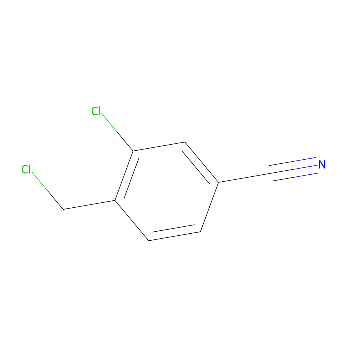 3-Chloro-4-(chloromethyl)benzonitrile molecular structure, CAS 64262-07-3