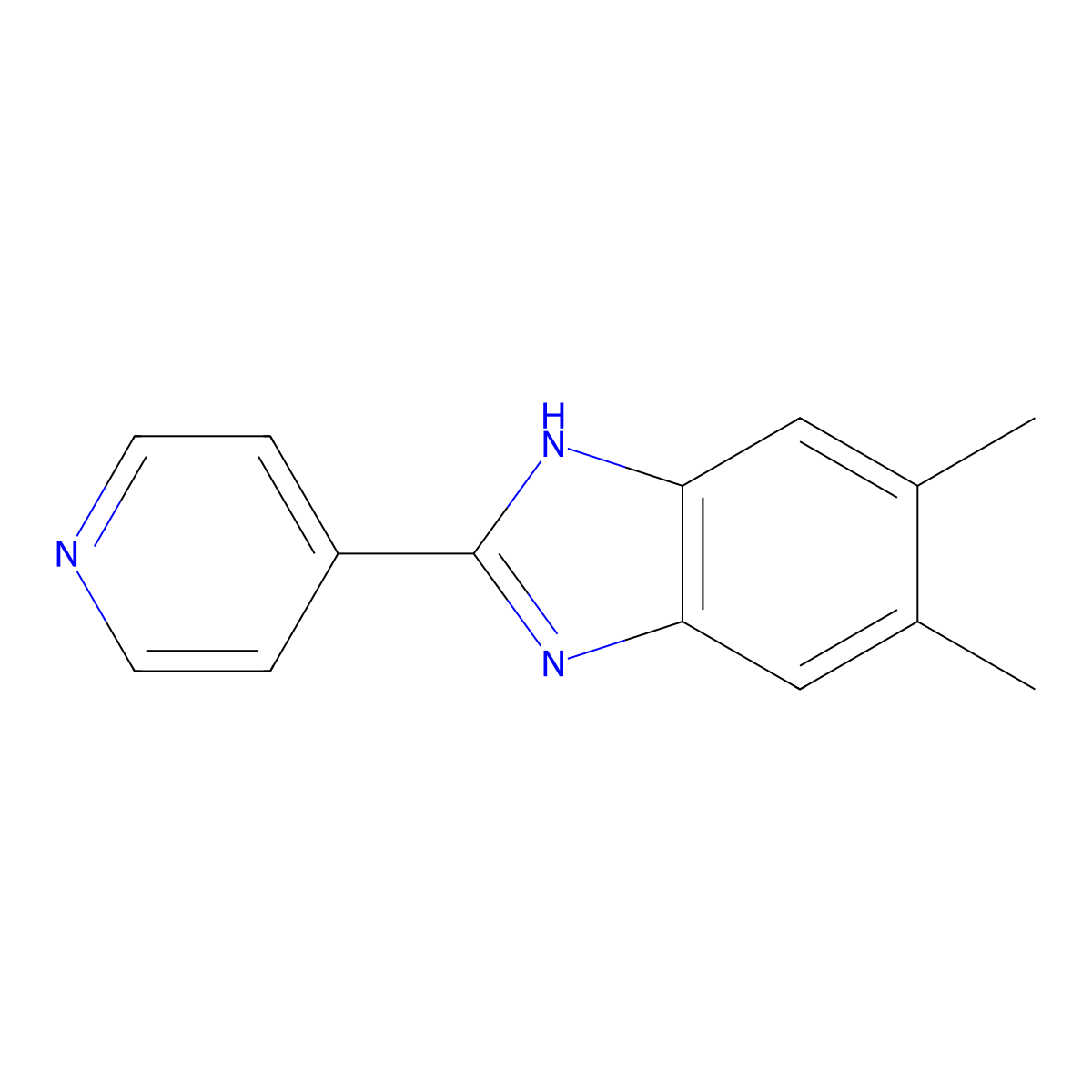 5,6-Dimethyl-2-(pyridin-4-yl)-1H-benzo[d]imidazole molecular structure, CAS 64263-00-9