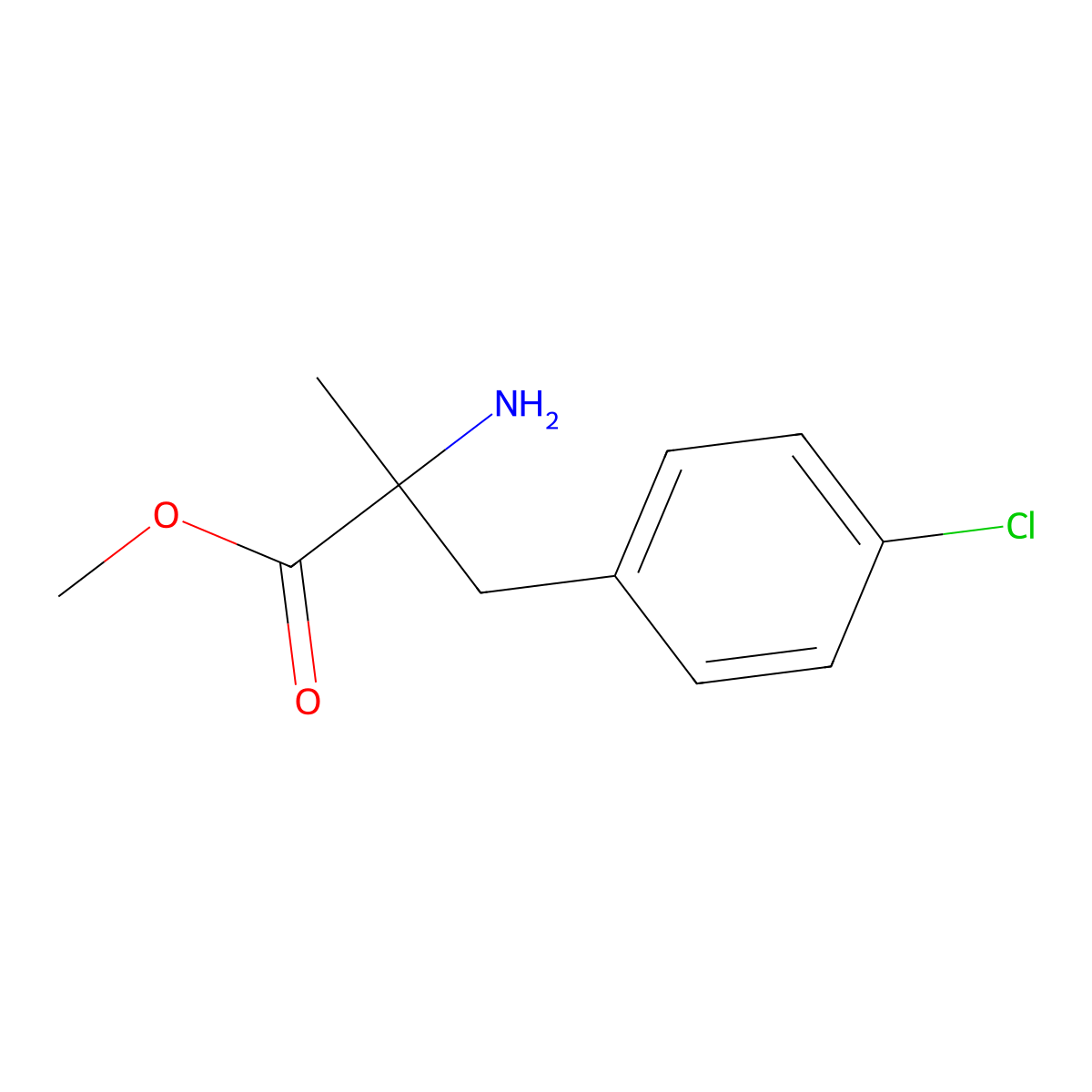 Methyl 2-amino-3-(4-chlorophenyl)-2-methylpropanoate molecular structure, CAS 64264-59-1