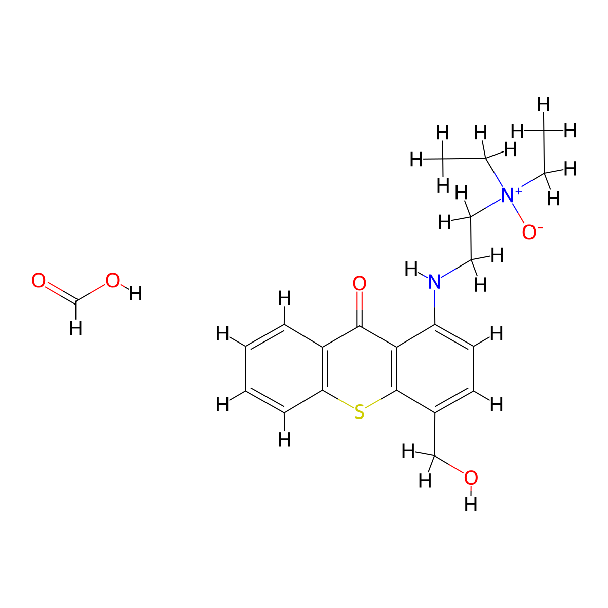 9H-Thioxanthen-9-one, 1-((2-(diethylamino)ethyl)amino)-4-(hydroxymethyl)-, N-oxide, formate molecular structure, CAS 64265-19-6