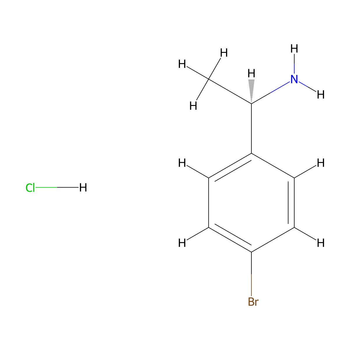(R)-1-(4-bromophenyl)ethanamine hydrochloride molecular structure, CAS 64265-77-6