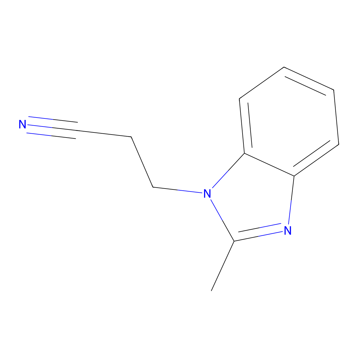 3-(2-methyl-1H-benzimidazol-1-yl)propanenitrile molecular structure, CAS 64266-18-8