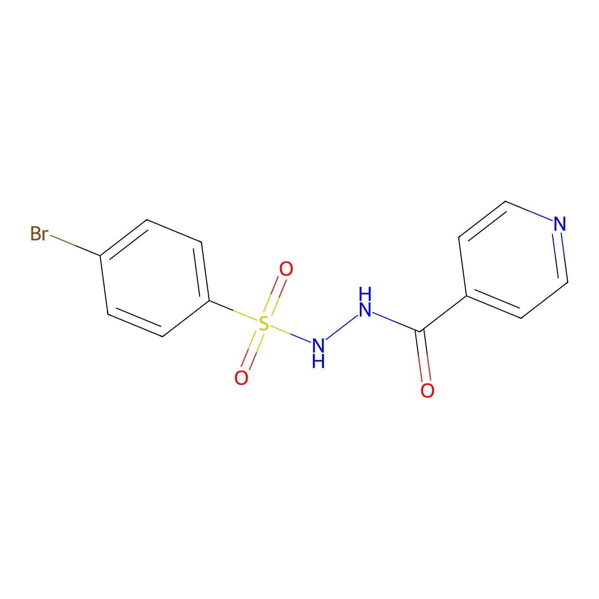 4-bromo-N'-isonicotinoylbenzenesulfonohydrazide molecular structure, CAS 64268-91-3