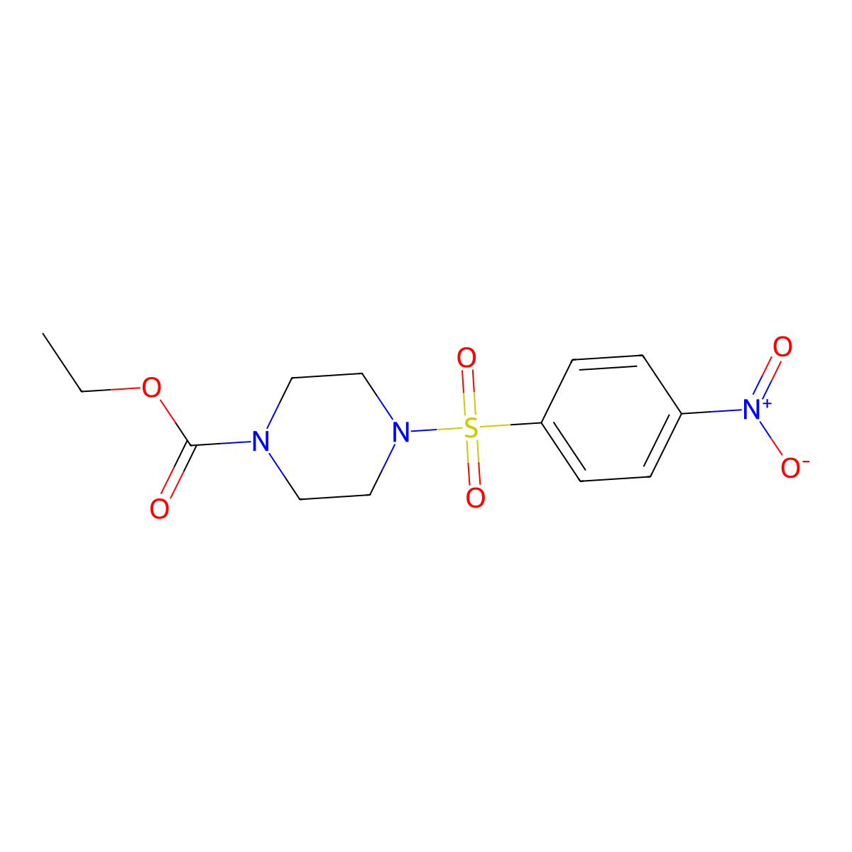 Ethyl 4-(4-nitrophenyl)sulfonylpiperazine-1-carboxylate molecular structure, CAS 64268-92-4