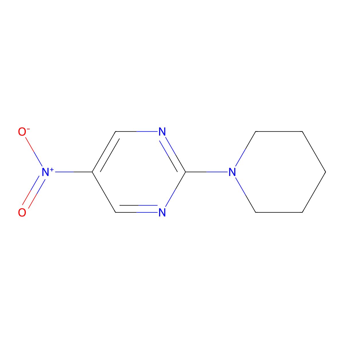 5-Nitro-2-(piperidin-1-yl)pyrimidine molecular structure, CAS 64269-43-8