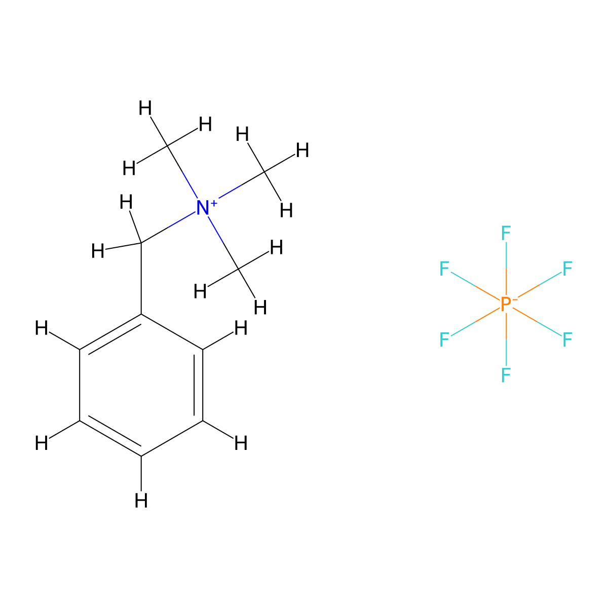 Ammonium, benzyltrimethyl-, hexafluorophosphate(1-) molecular structure, CAS 6427-70-9