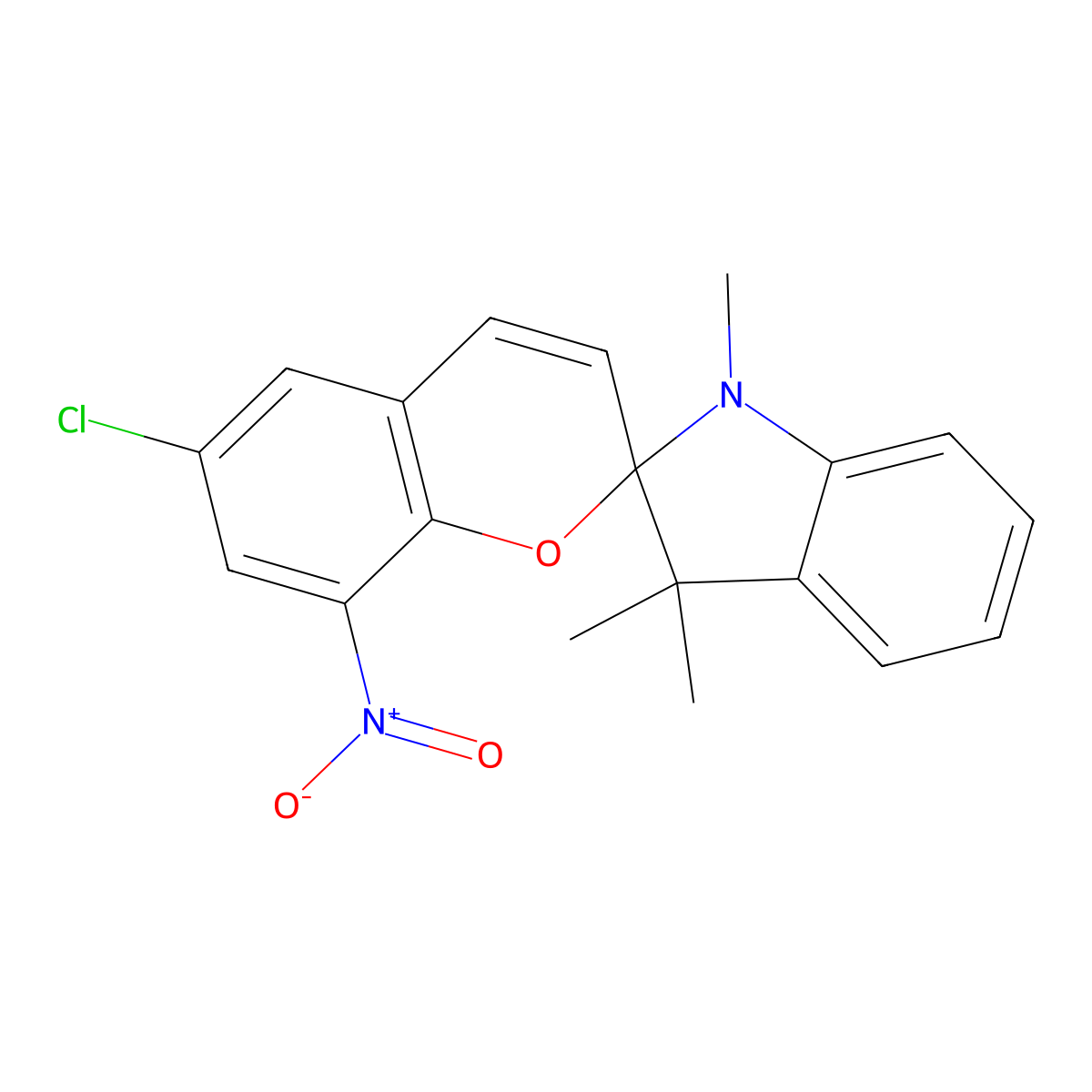 6-Chloro-1',3',3'-trimethyl-8-nitrospiro[chromene-2,2'-indole] molecular structure, CAS 6427-75-4