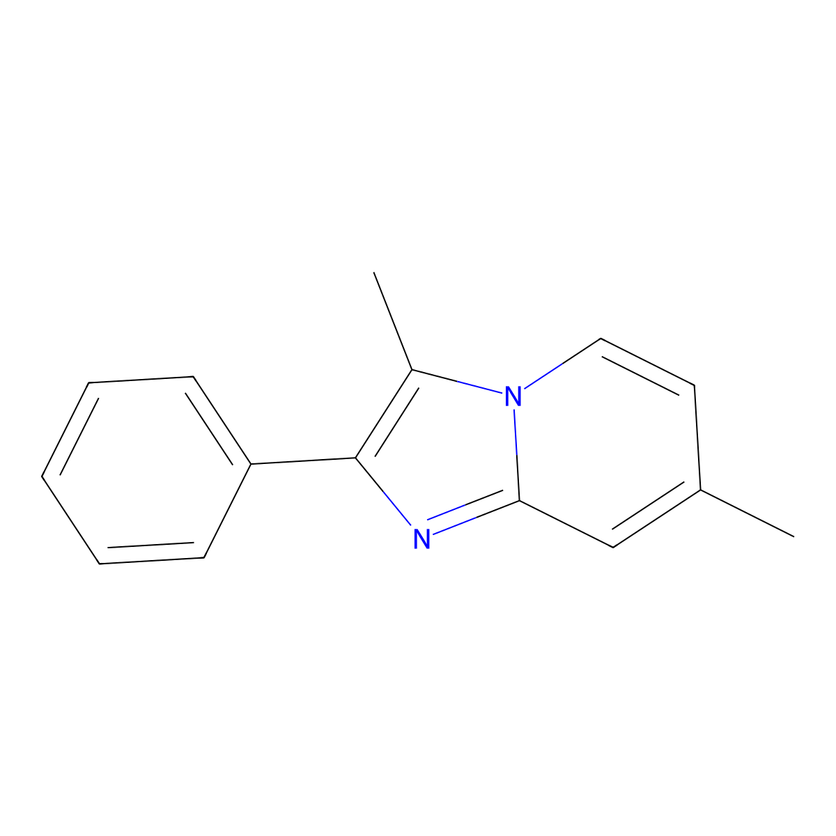 3,7-Dimethyl-2-phenylimidazo[1,2-a]pyridine molecular structure, CAS 64270-43-5
