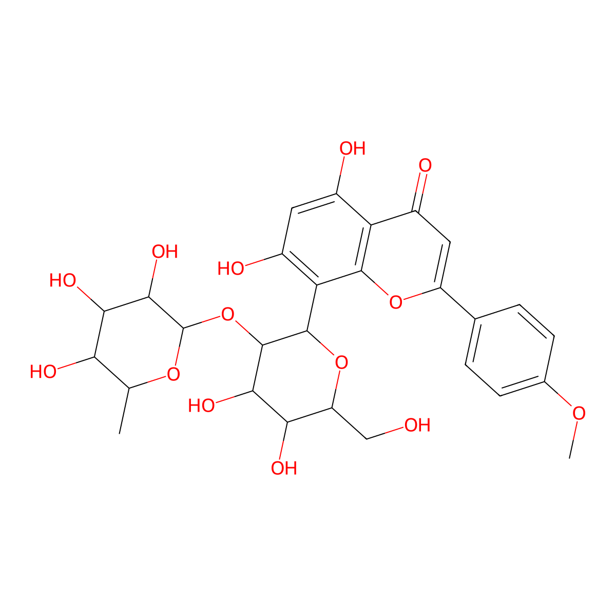 acacetin-8-C-neohesperidoside molecular structure, CAS 64271-10-9