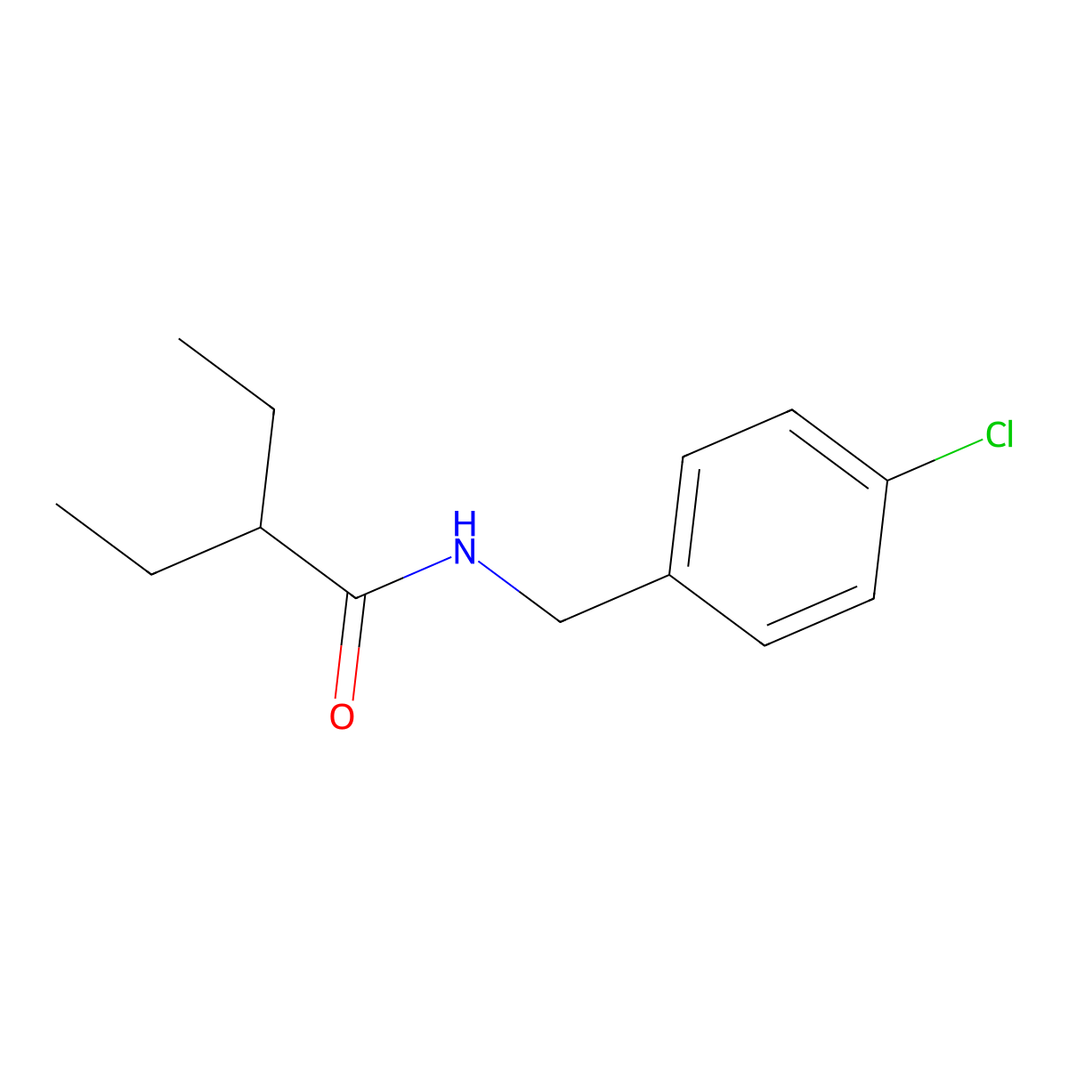 N-(4-chlorobenzyl)-2-ethylbutanamide molecular structure, CAS 6428-39-3