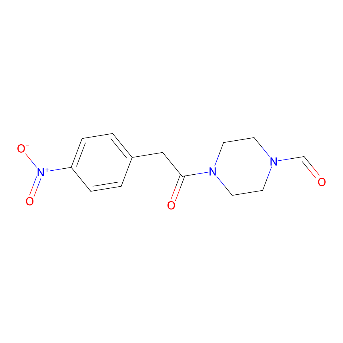 4-[(4-Nitrophenyl)acetyl]piperazine-1-carbaldehyde molecular structure, CAS 6428-40-6