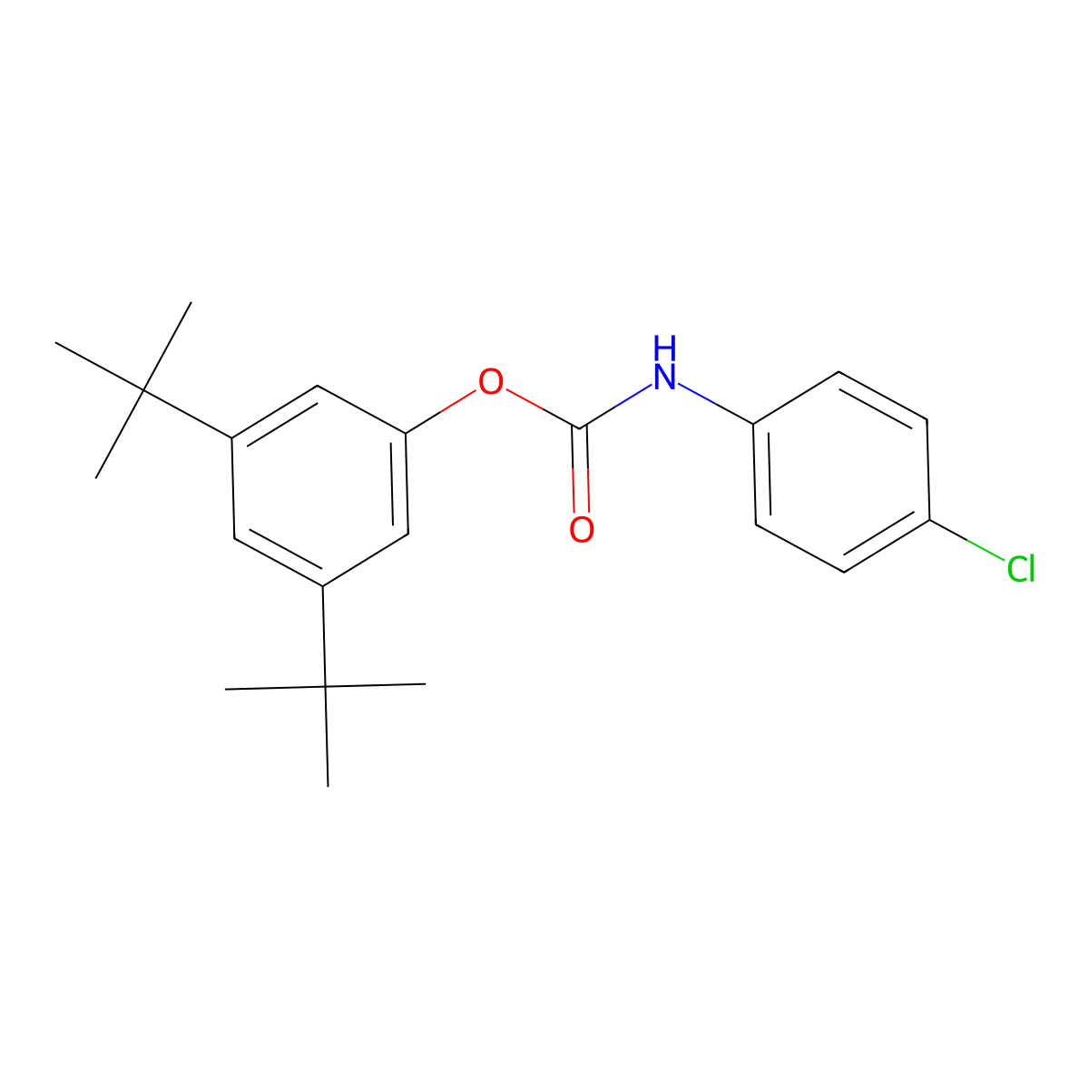 3,5-Ditert-butylphenyl 4-chlorophenylcarbamate molecular structure, CAS 6428-49-5