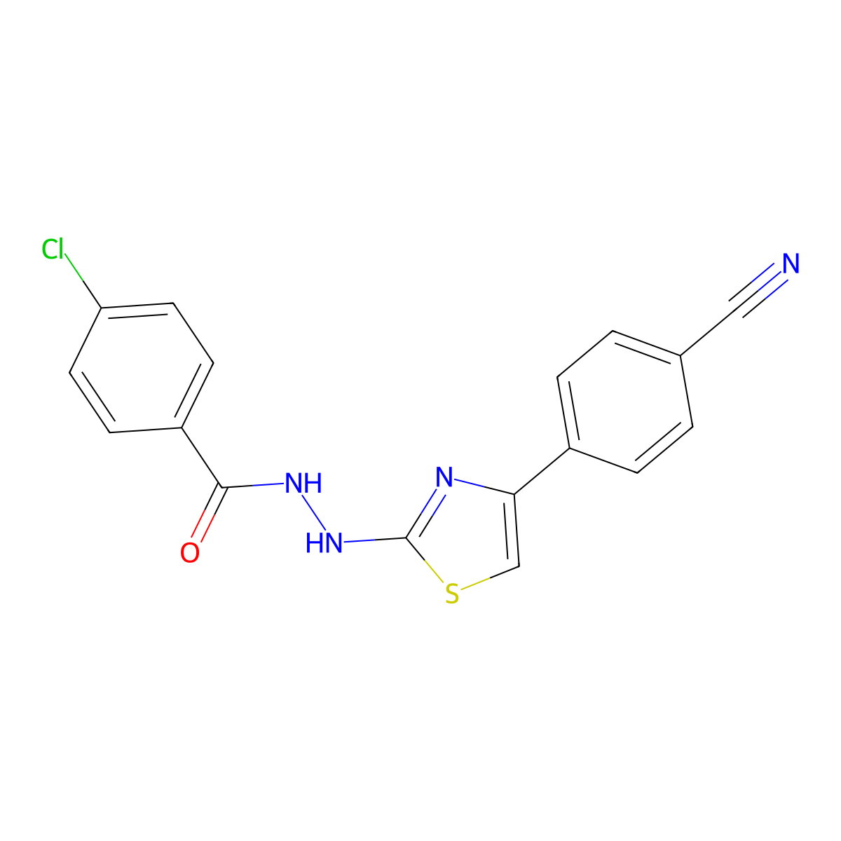 4-chloro-N'-[4-(4-cyanophenyl)-1,3-thiazol-2-yl]benzohydrazide molecular structure, CAS 6428-78-0